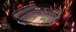 Photo: IBTIMES via google Superbowl in New York. Fireworks going off with the american flag on the field.